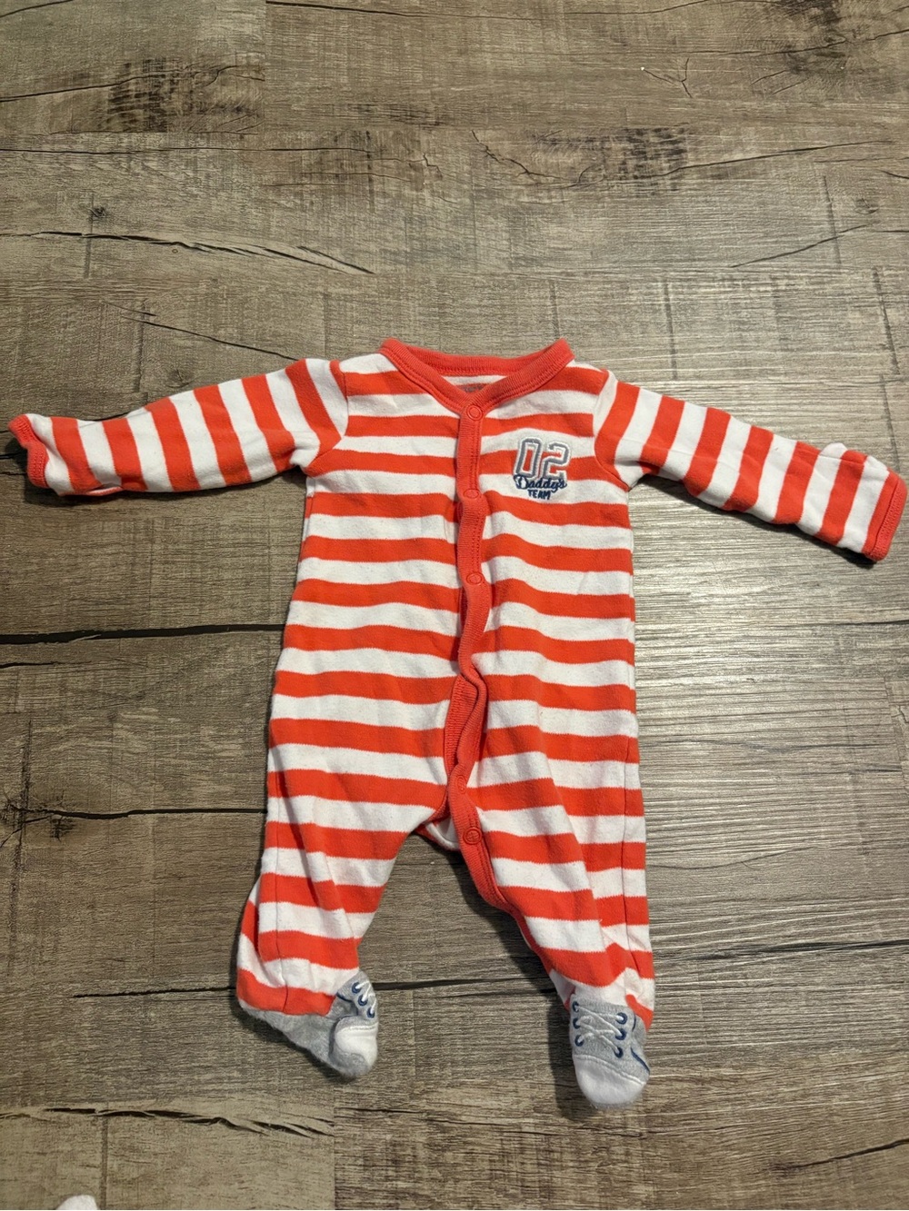 Carter's Orange & White Striped Footed One-Piece